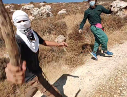 Screenshot from video of Israeli settlers attacking international volunteers in the West Bank village of Qusra on July 21, 2024.